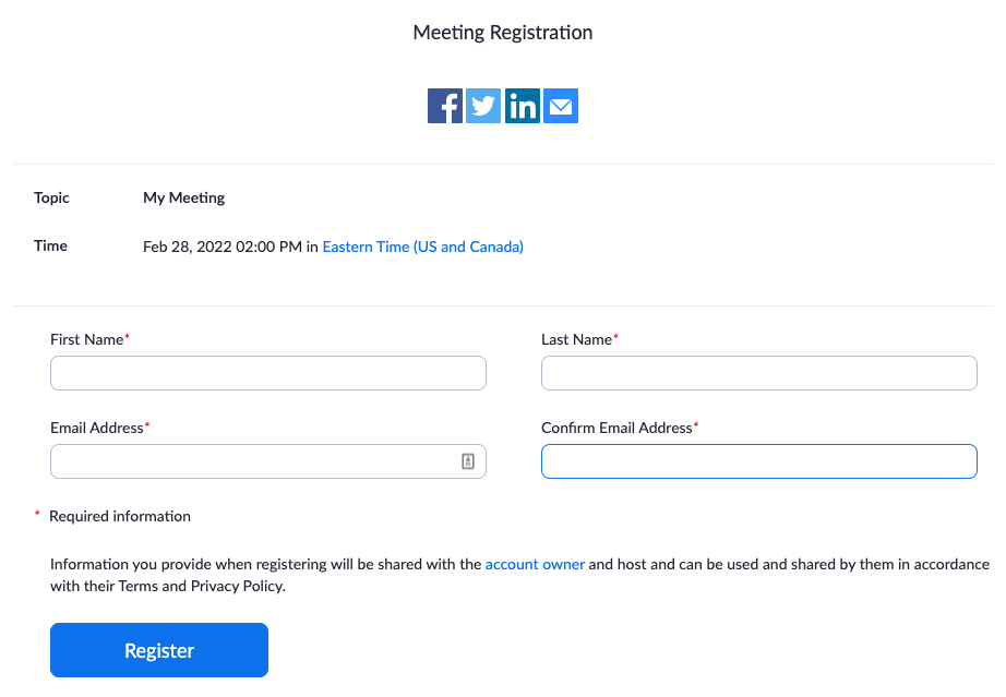 Zoom Registration Form