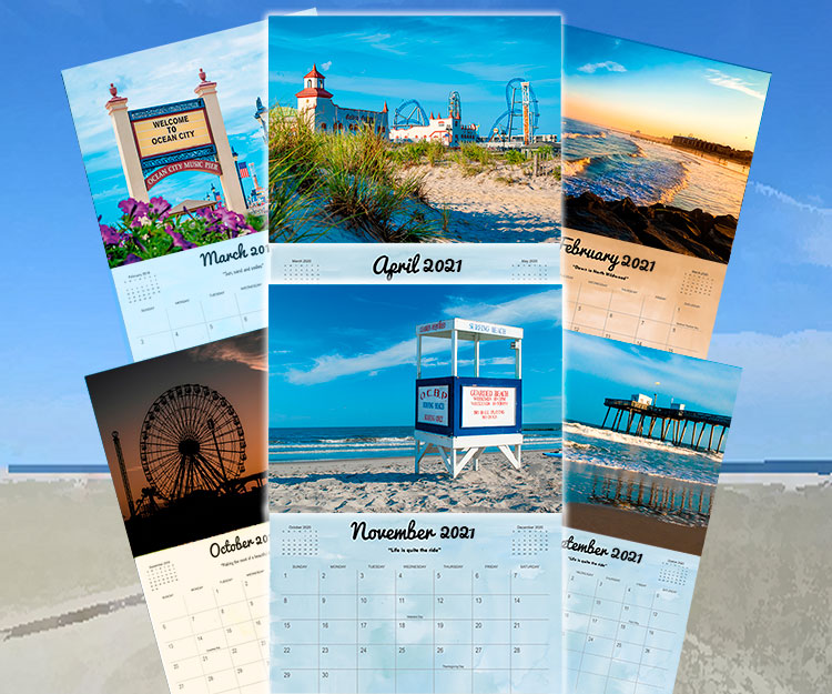 Ocean City 2021 Wall Calendar pages