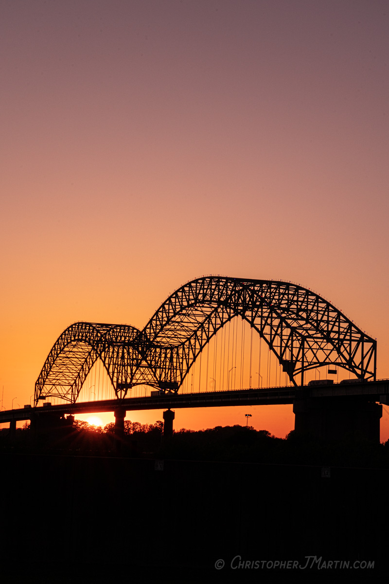 Memphis Arkansas Bridge at Dusk