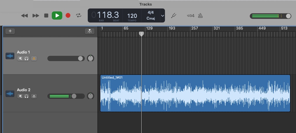 Audio in Garageband can now be heard during playback